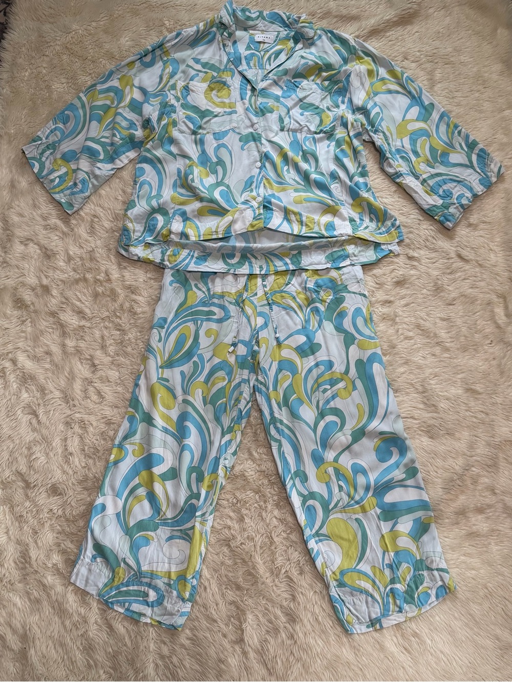 Piyama Peta Sleep Set Pajamas in Aurora Print - Size S/M